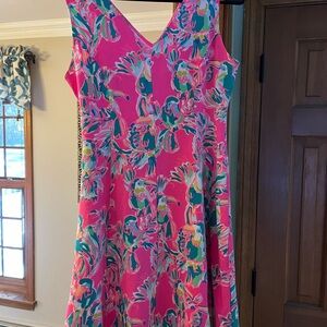 Lilly Pulitzer Pink and Green Tropical Midi Dress